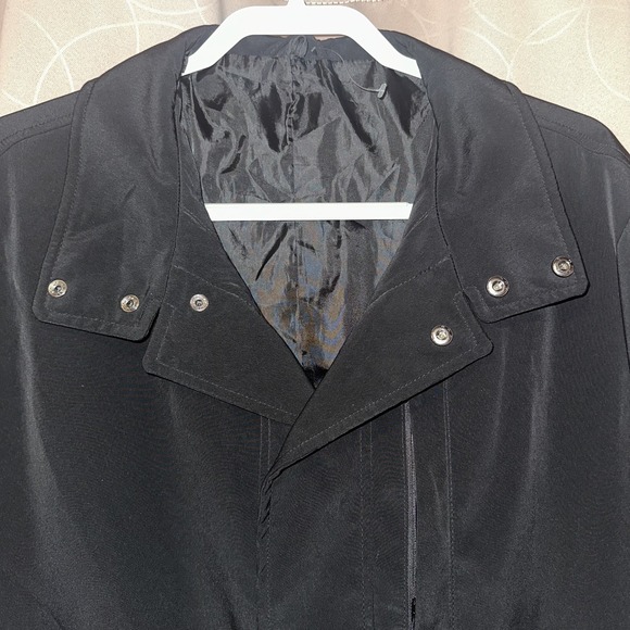 Joseph Abboud Mens XL Overcoat Black Wool-Blend Snap Front Mid-Length Rain Coat - Picture 2 of 4